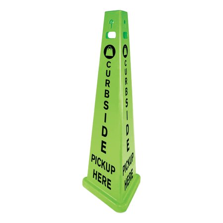IMPACT PRODUCTS TriVu 3-Sided Curbside Pickup Here Sign, Fluorescent Green, 14.75 x 12.7 x 40, Plastic 9140PU